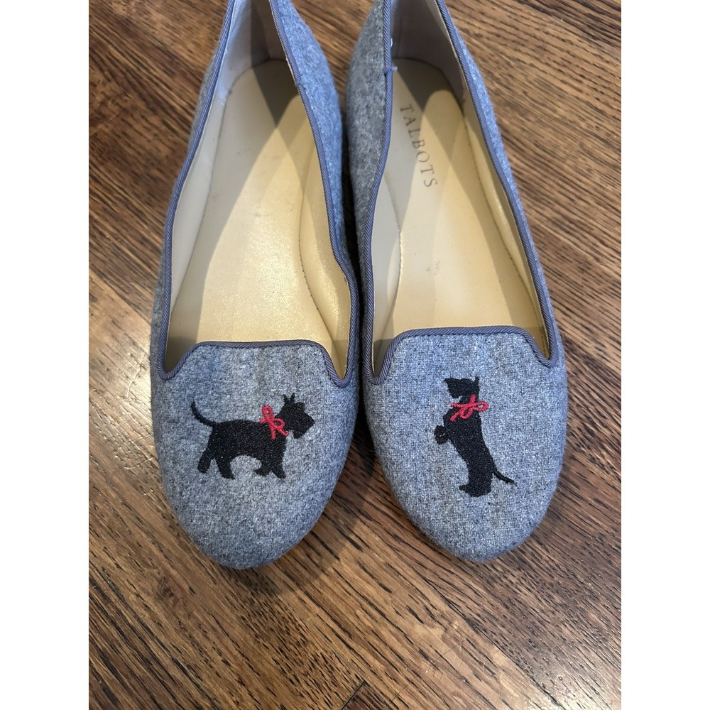 Talbots Flats Womens size 5M Gray Slip On Scottie Dog Embroidery Preppy Casual - Picture 7 of 9